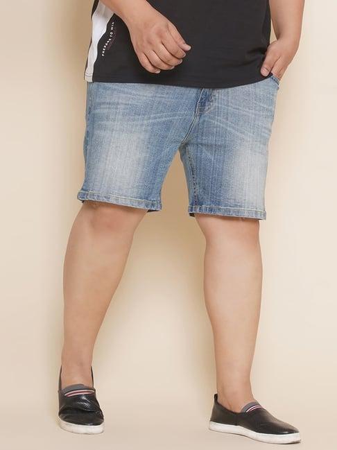 john pride light blue regular fit plus size denim shorts