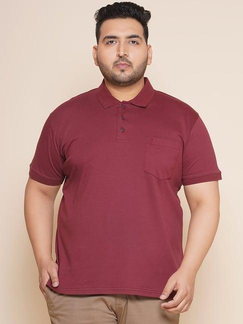 john pride maroon regular fit plus size polo t-shirt