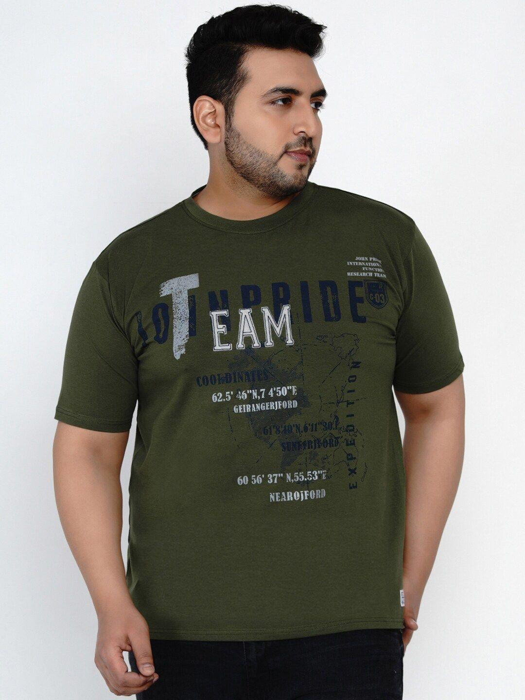 john pride men olive green typography printed t-shirt