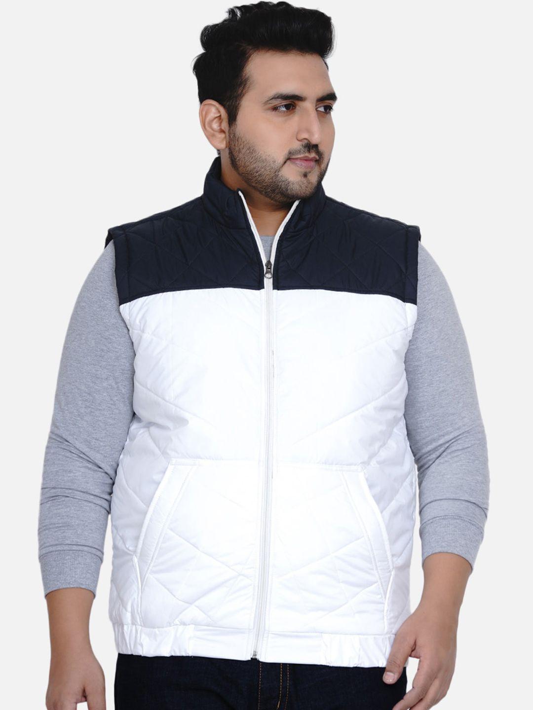 john pride men plus size colourblocked quilted jacket