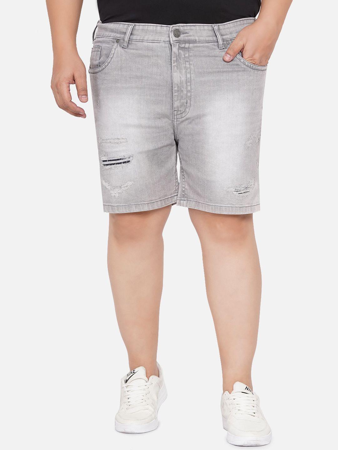 john pride men plus size grey washed denim shorts