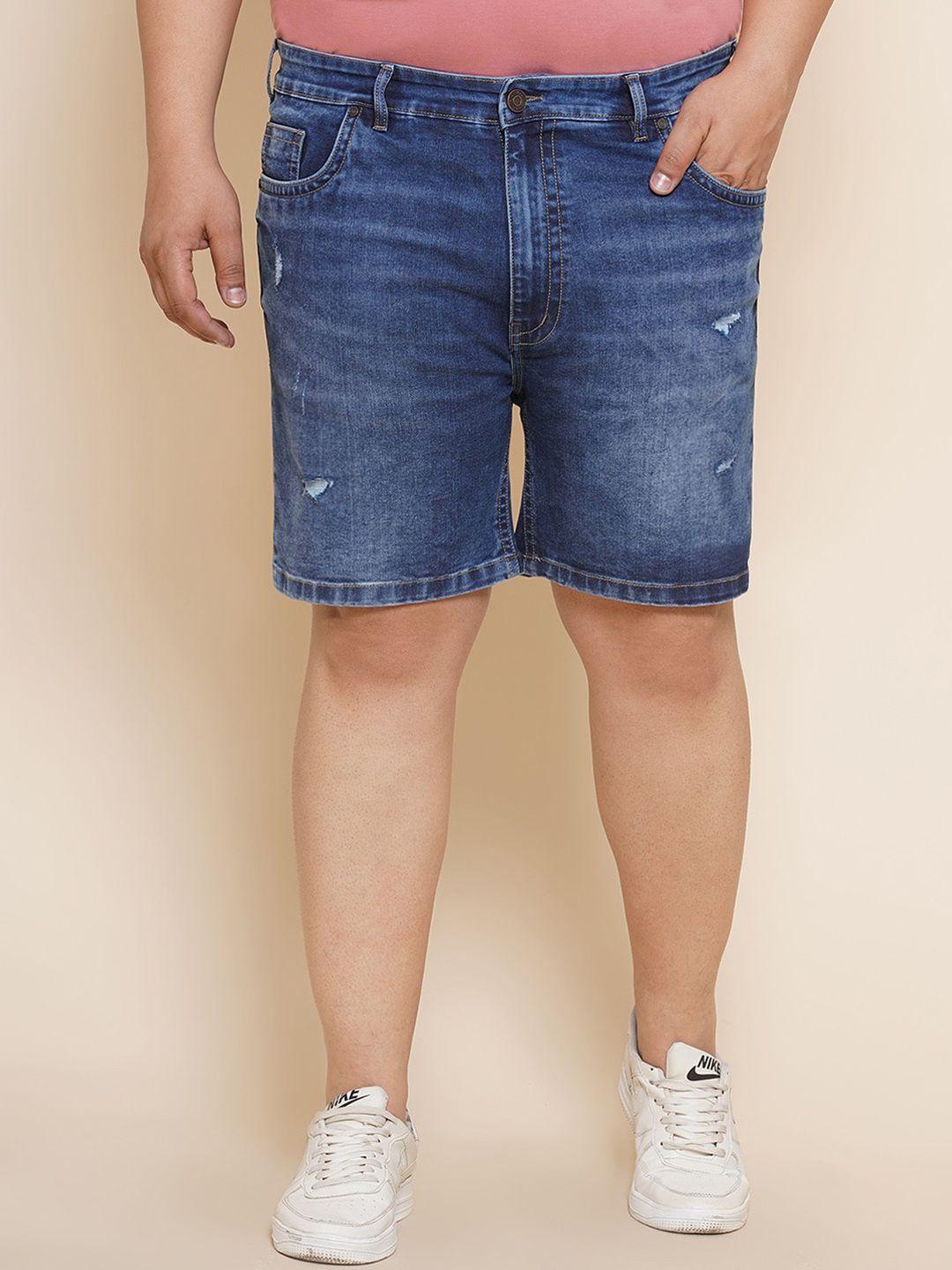 john pride men plus size mid rise washed denim shorts