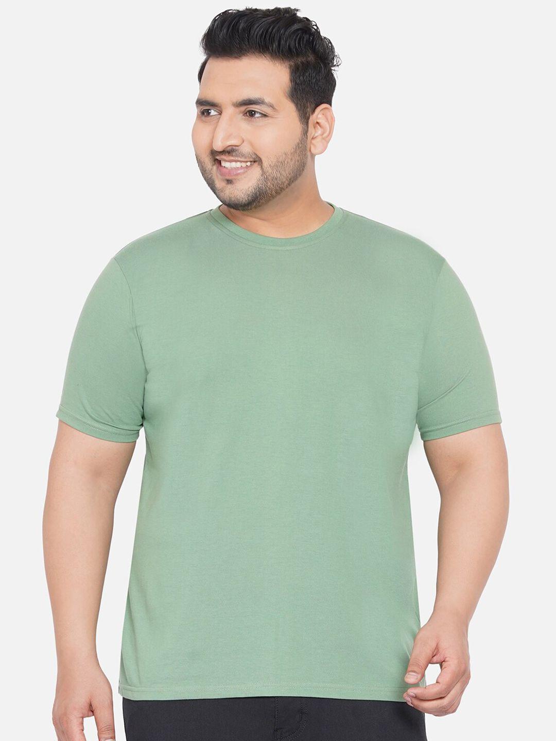 john pride men plus size sea green cotton  t-shirt