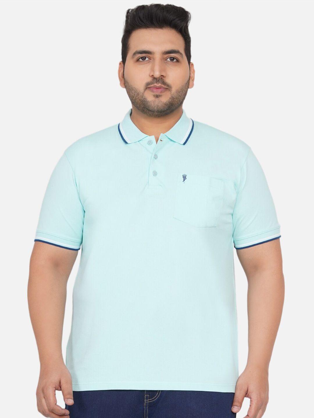 john pride men turquoise blue polo collar t-shirt