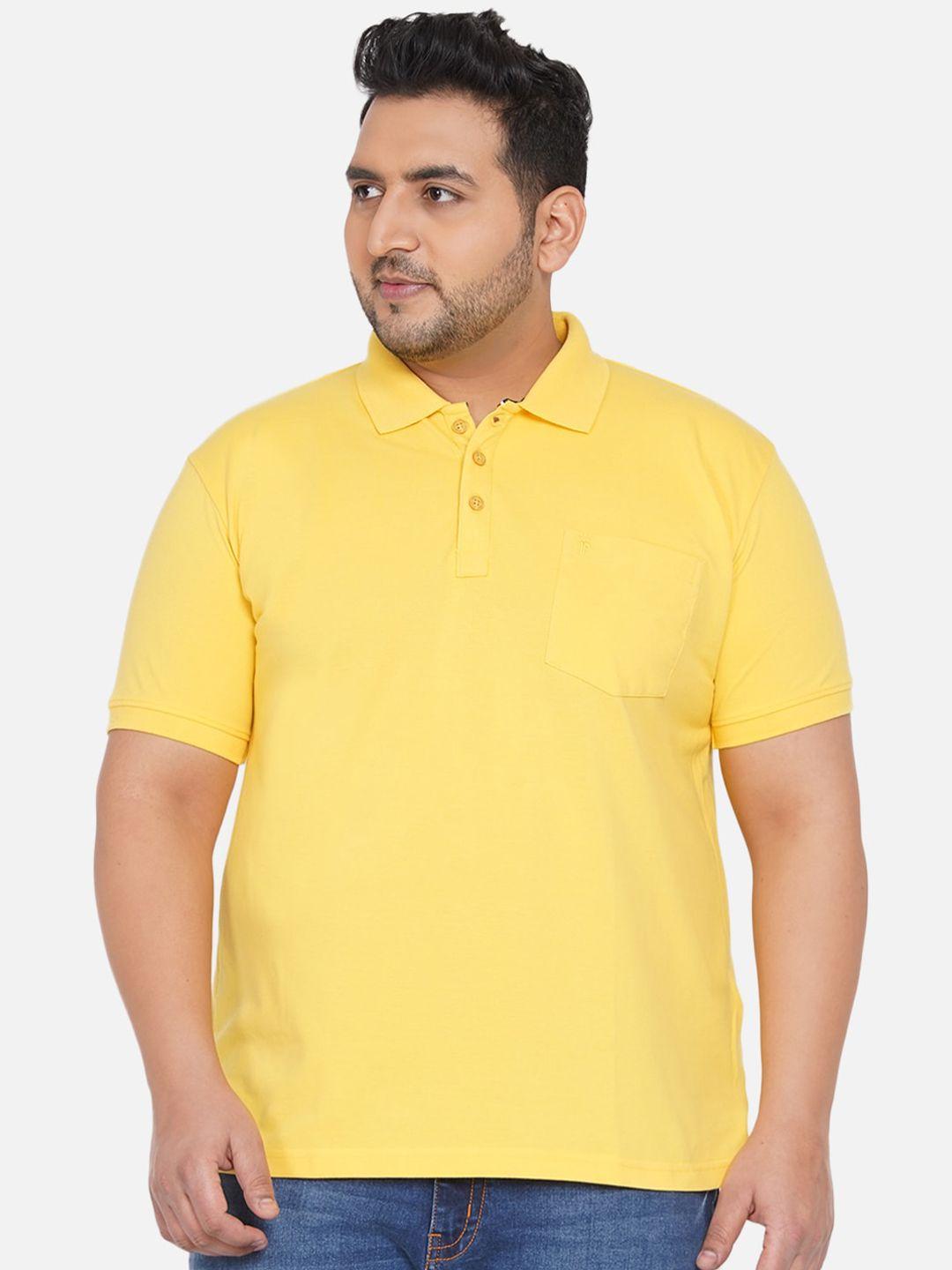 john pride men yellow polo collar bio finish t-shirt