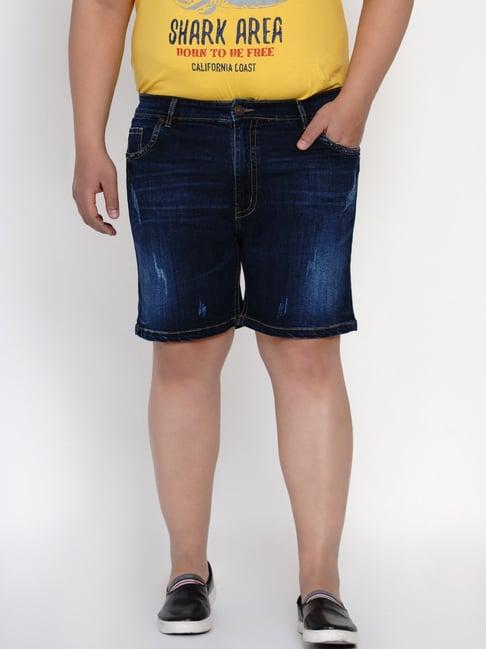 john pride navy blue cotton plus size shorts