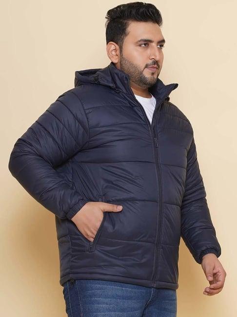 john pride navy regular fit plus size hooded jacket