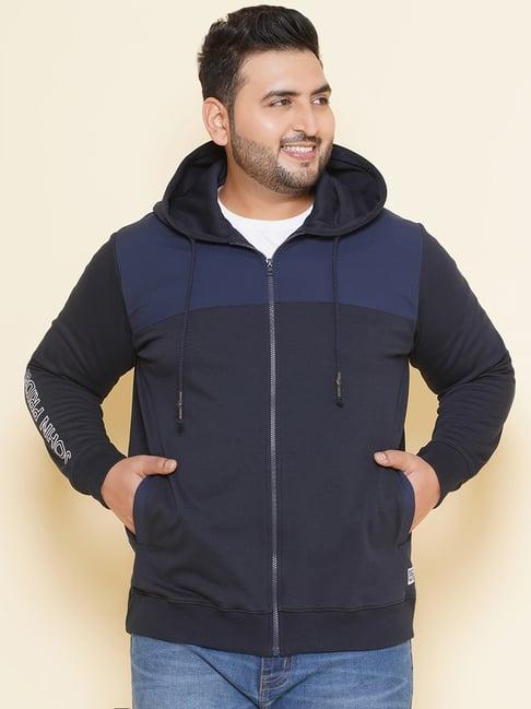 john pride navy regular fit plus size printed hooded sweatshirt