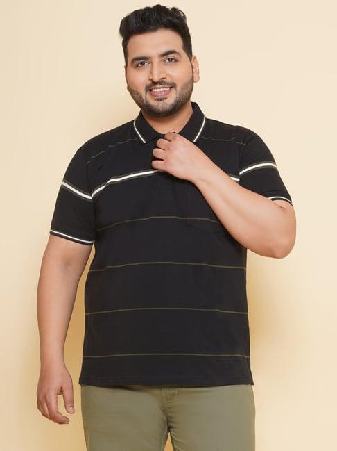 john pride navy regular fit striped plus size polo t-shirt