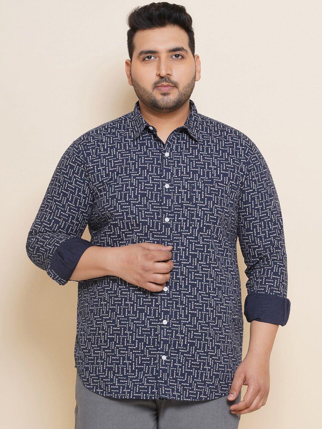 john pride plus size abstract printed pure cotton casual shirt