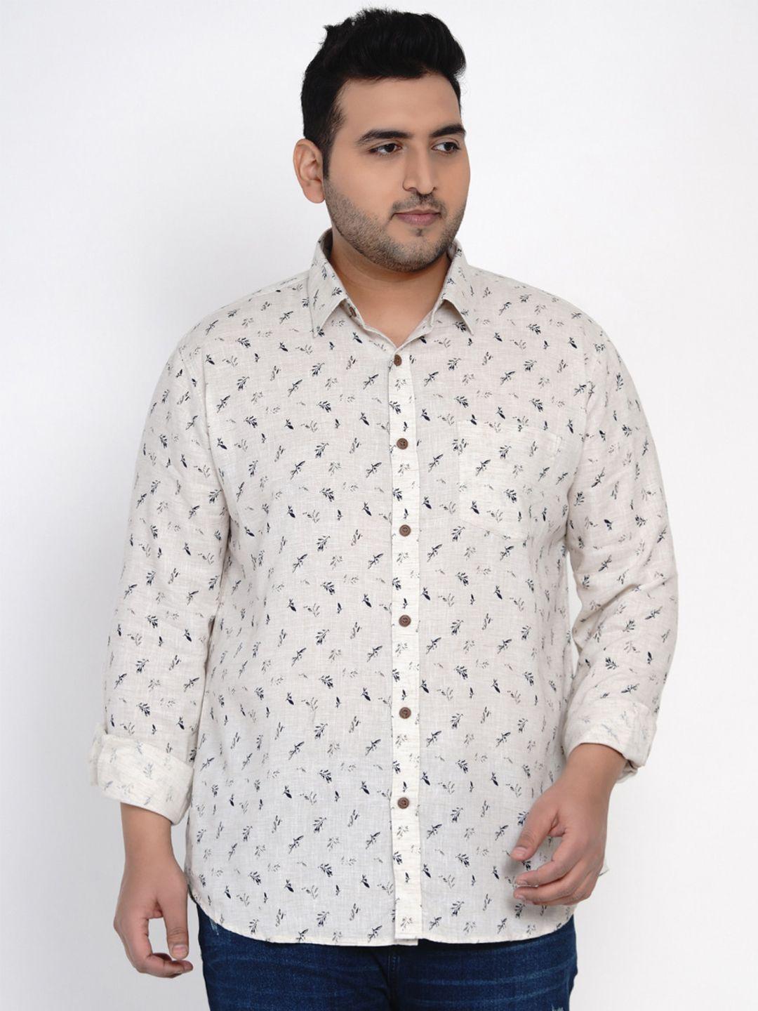 john pride plus size conversational printed long sleeves cotton casual shirt