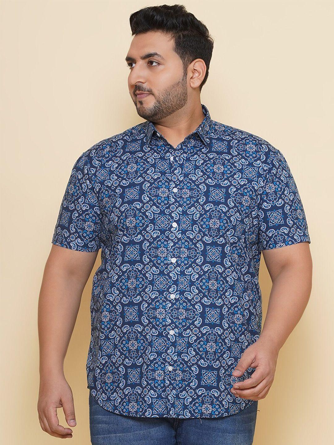john pride plus size ethnic motifs printed pure cotton shirt