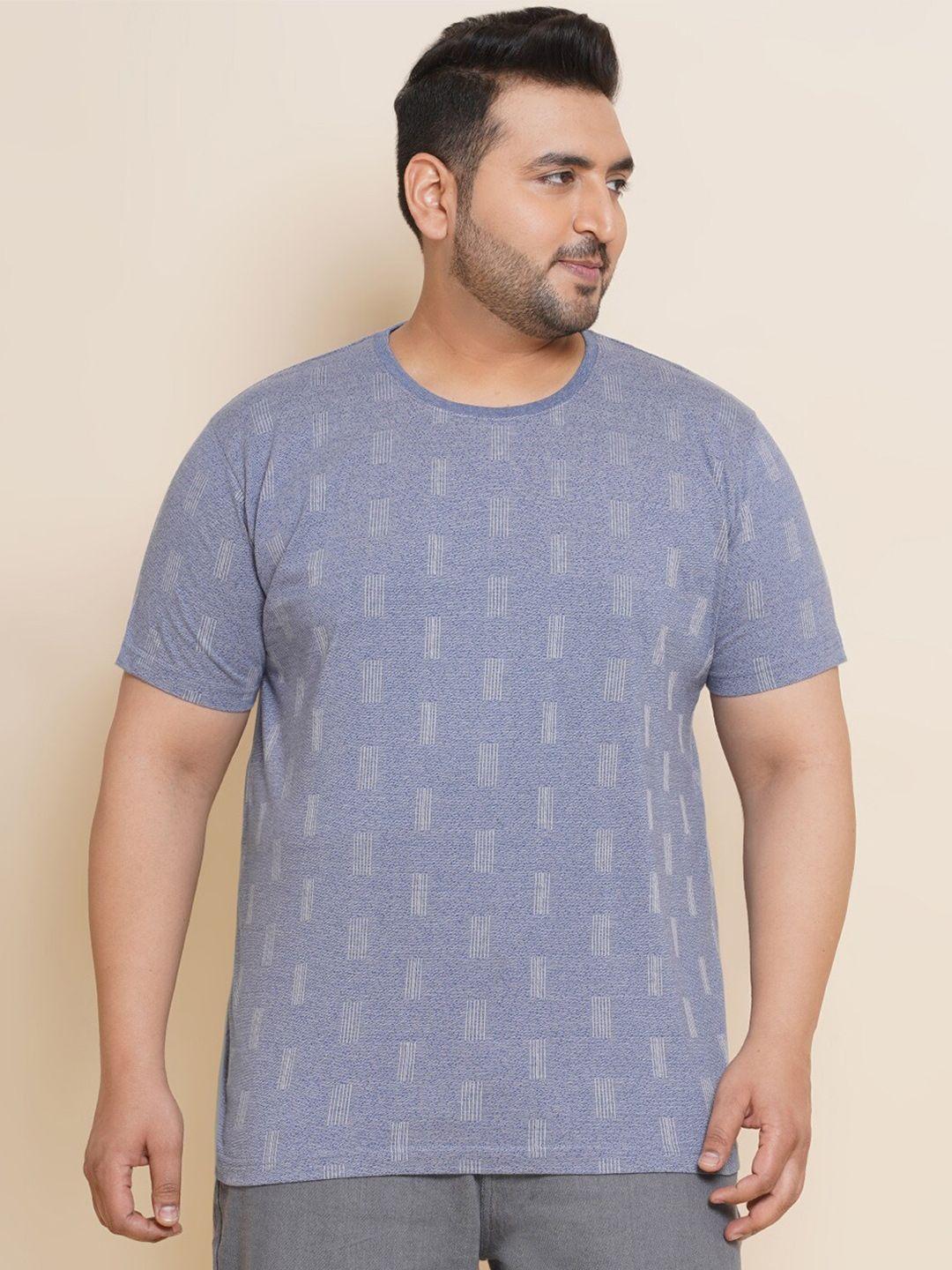 john pride plus size geometric printed cotton t-shirt