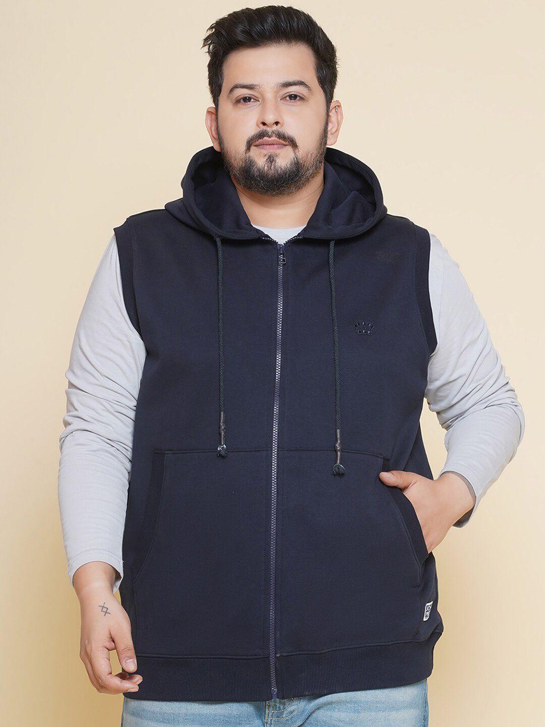 john pride plus size hooded cotton front-open sweatshirt