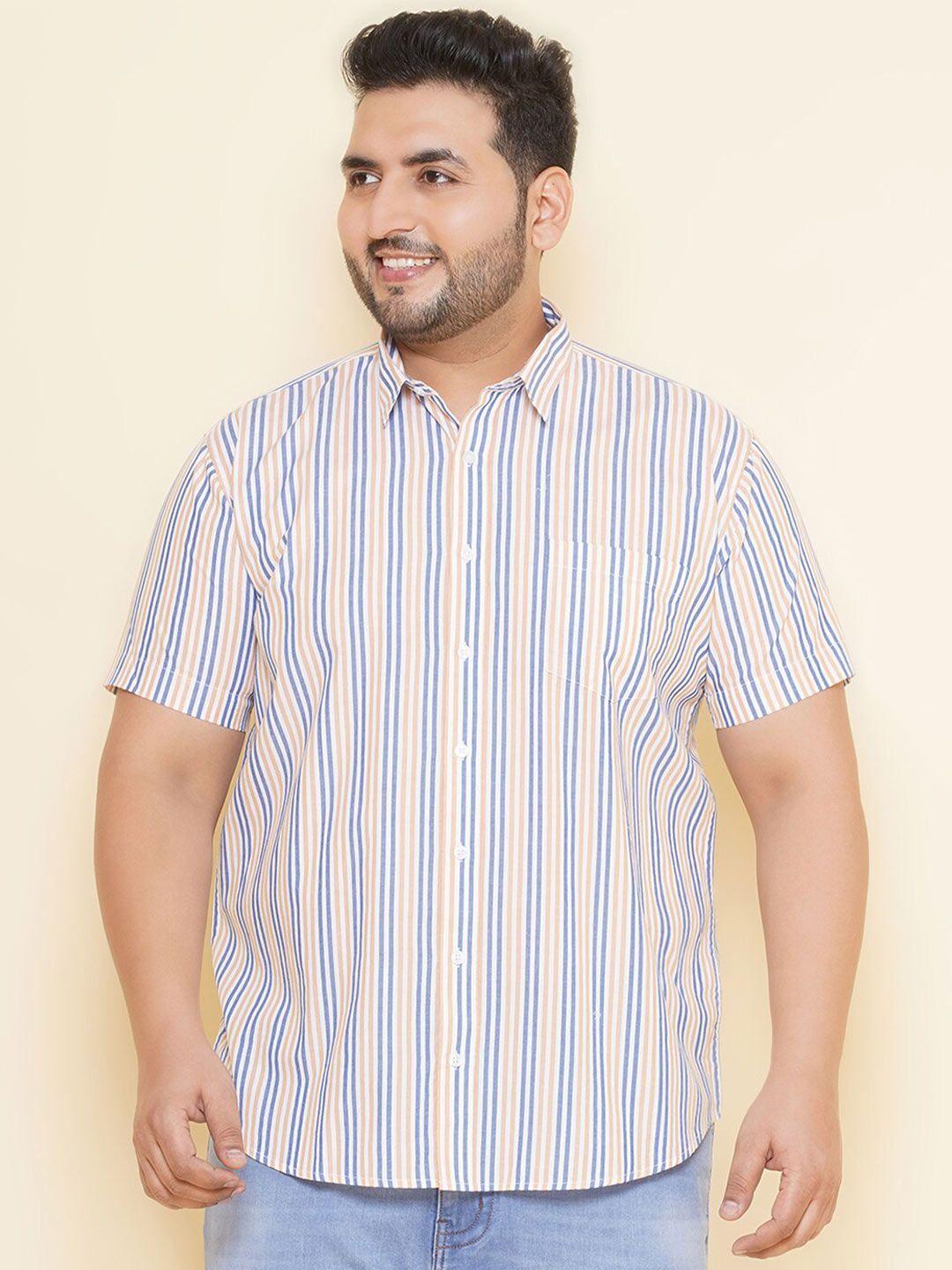 john pride plus size opaque striped pure cotton casual shirt