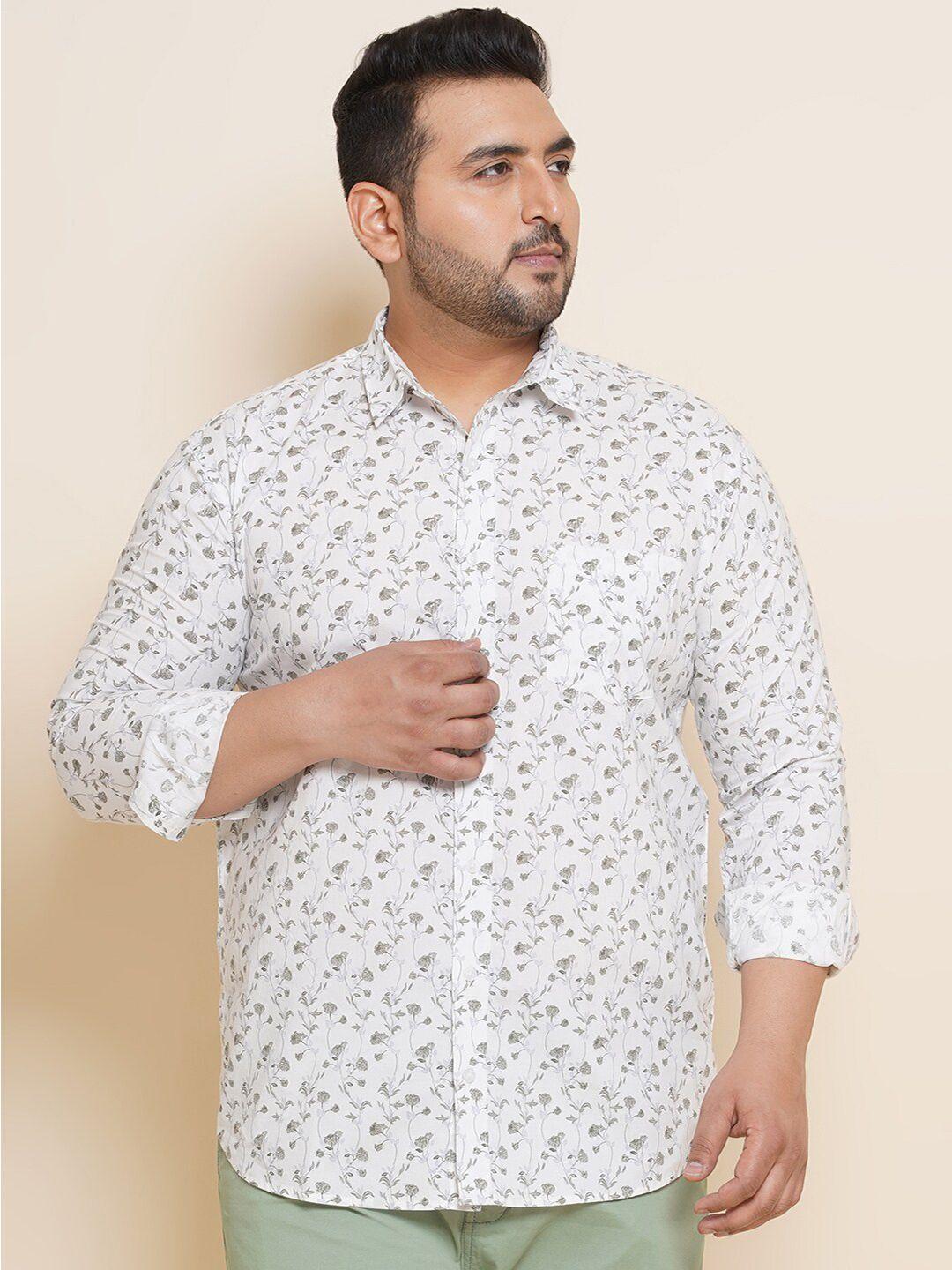 john pride plus size spread collar floral printed cotton casual shirt