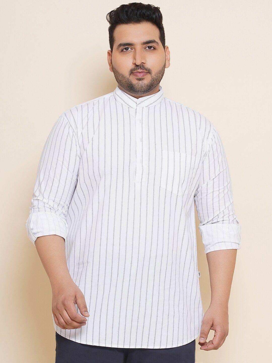 john pride plus size striped pure cotton casual shirt