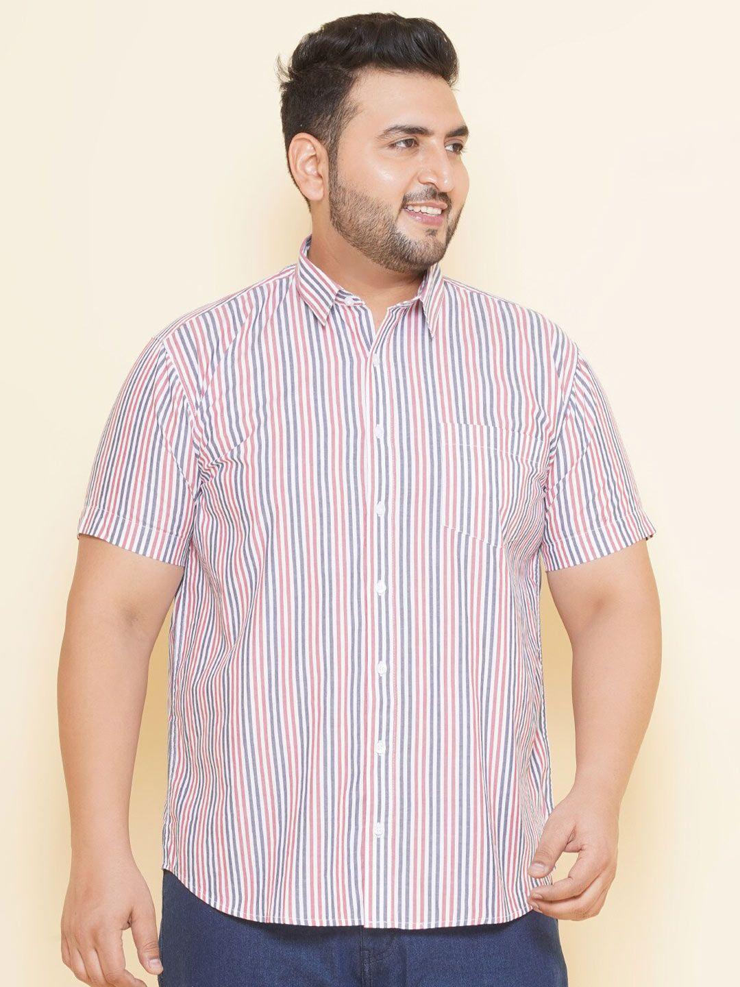 john pride plus size striped pure cotton casual shirt