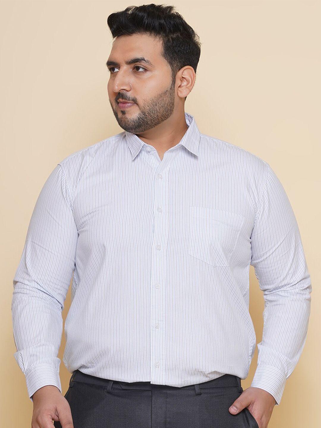 john pride plus size vertical striped pure cotton shirt