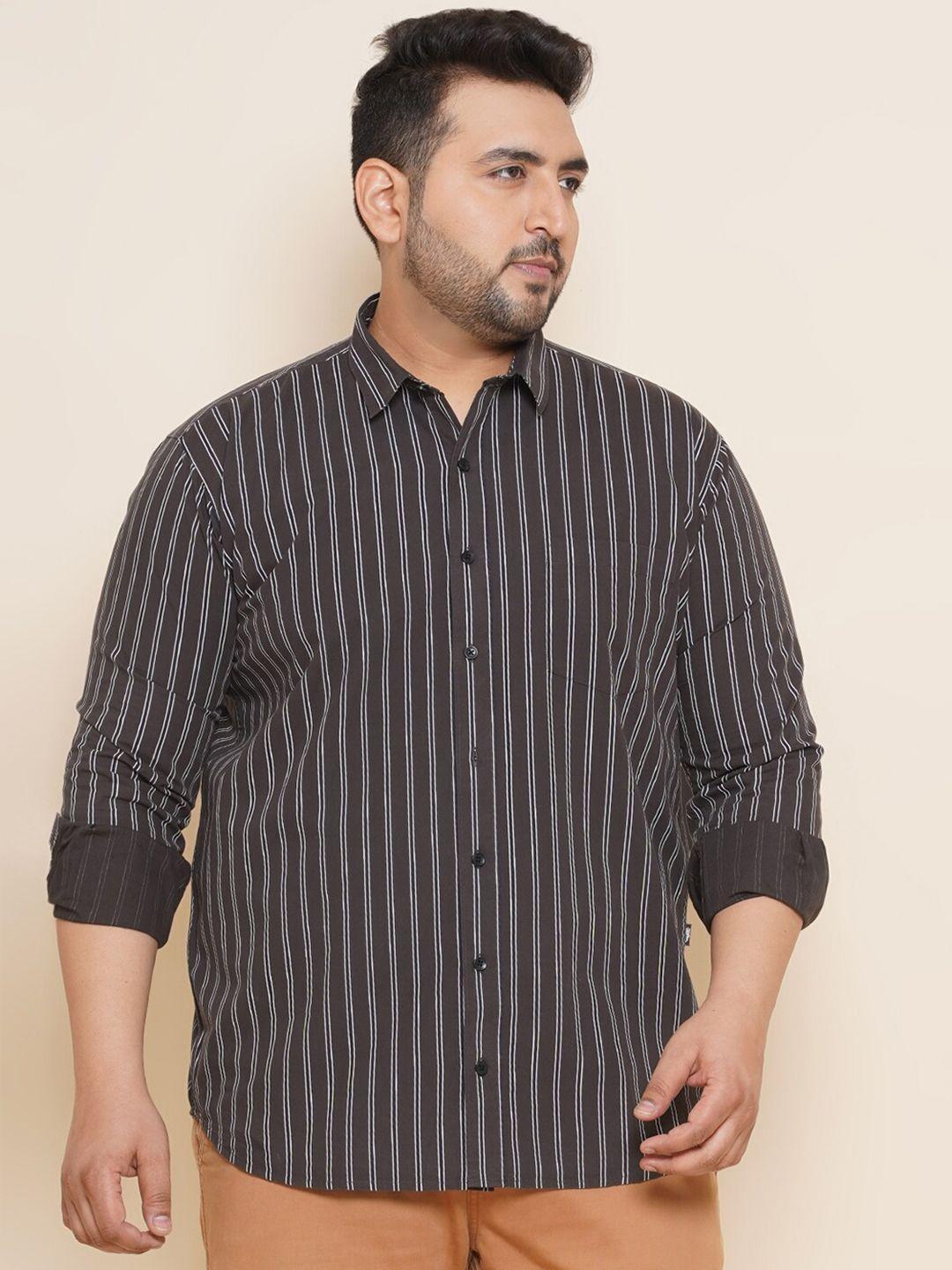 john pride plus size vertical stripes pure cotton casual shirt