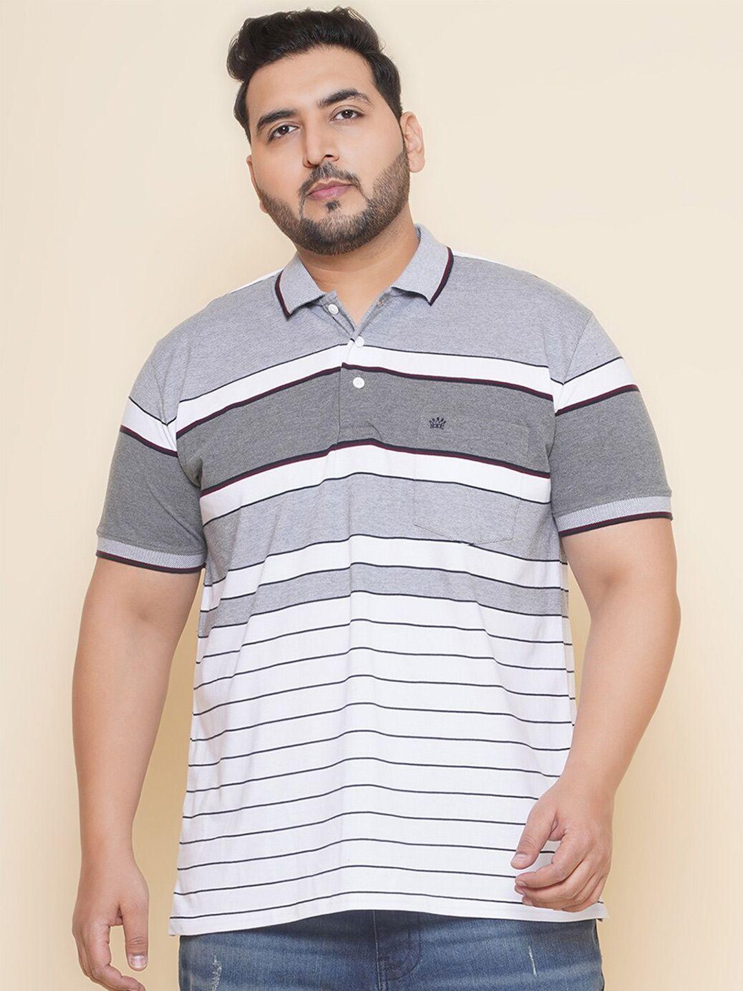 john pride polo collar striped short sleeves regular plus size t-shirt