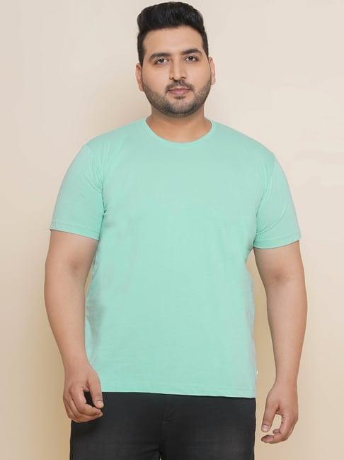 john pride sea green regular fit plus size crew t-shirt