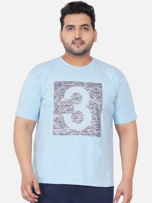 john pride sky blue plus size crew t-shirt