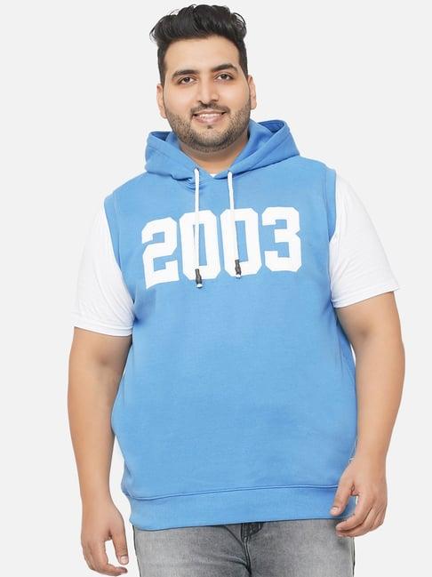 john pride sky blue regular fit plus size hooded sweatshirt