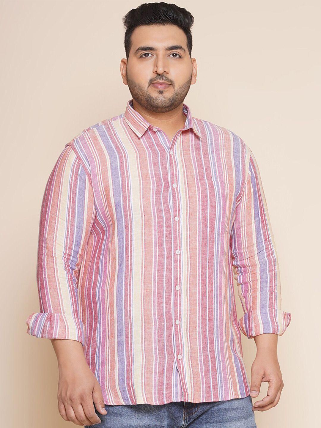 john pride spread collar striped casual shirt