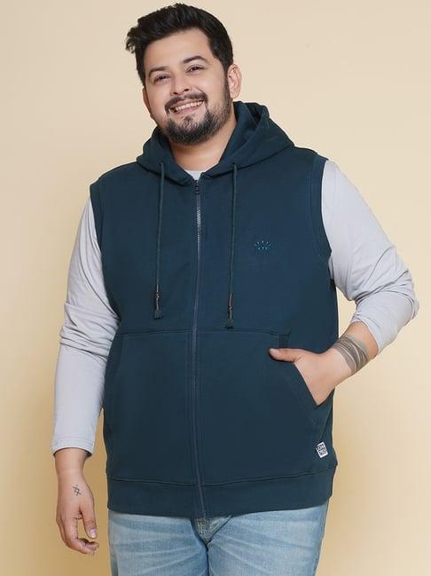 john pride teal regular fit plus size hooded sweatshirt