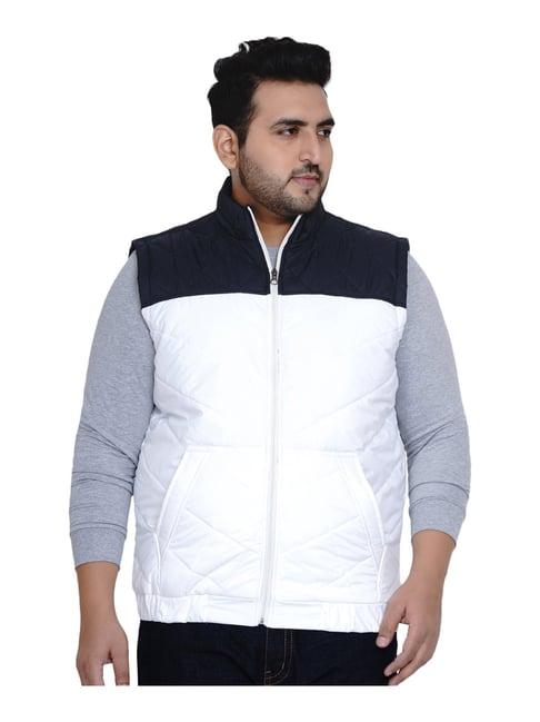 john pride white & navy plus size jacket