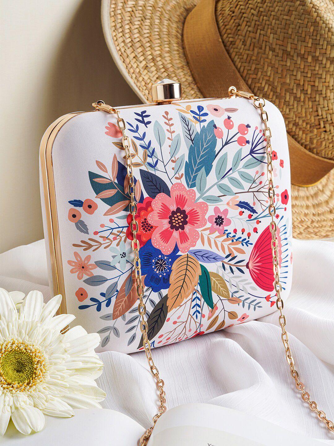 joker & witch floral printed box clutch