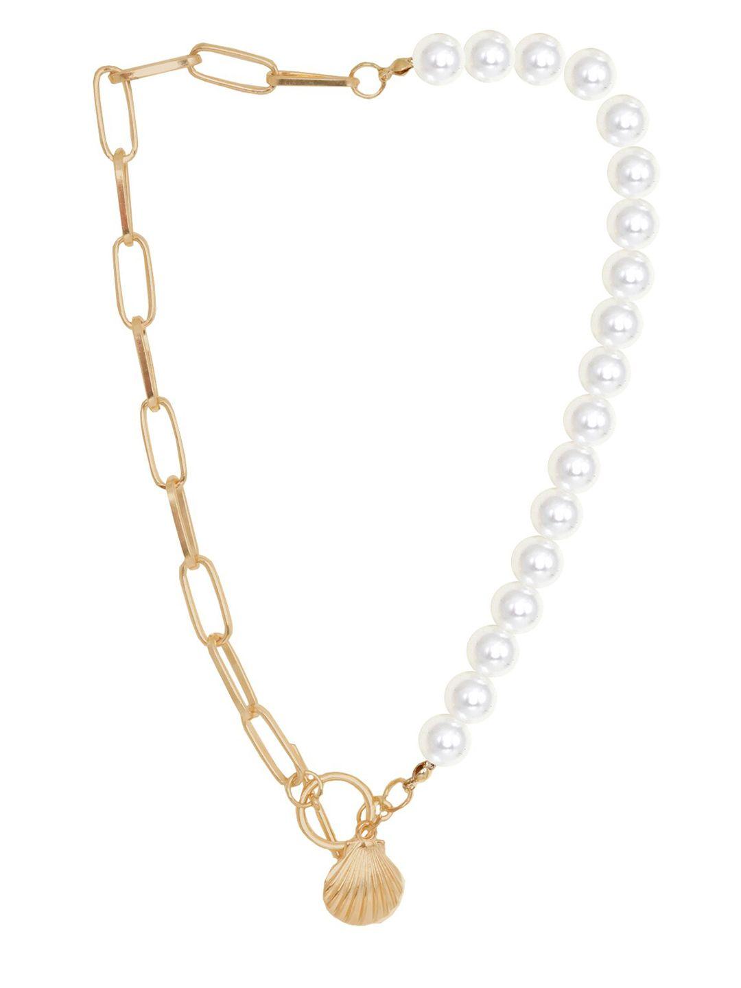 joker & witch gold-toned pearl shell link chain necklace
