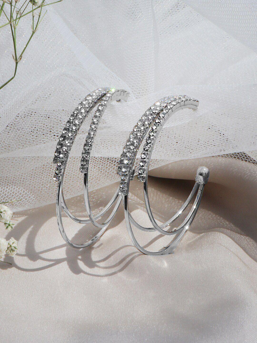joker & witch silver-toned contemporary half hoop earrings