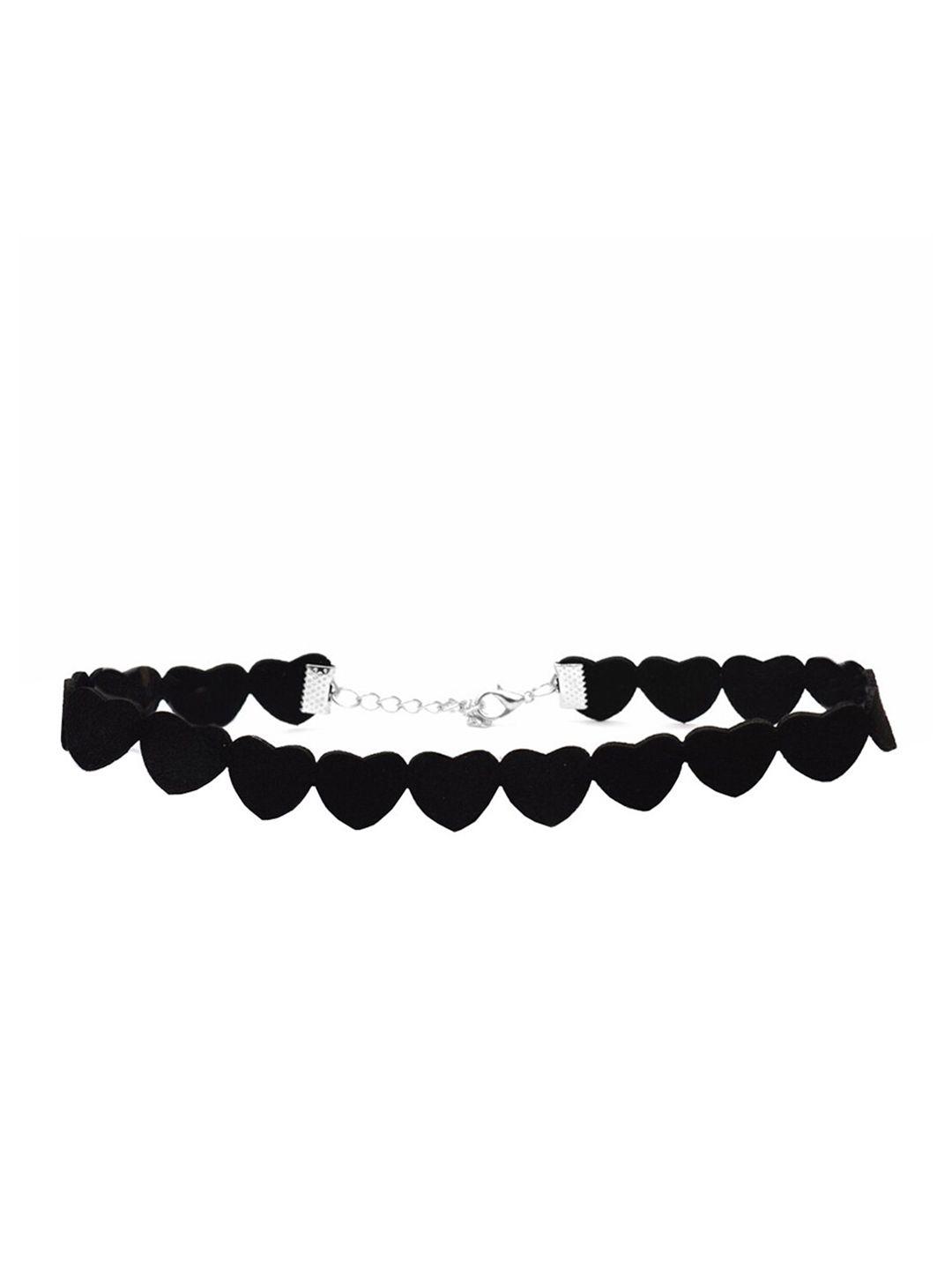 joker & witch black & silver-toned heart choker necklace