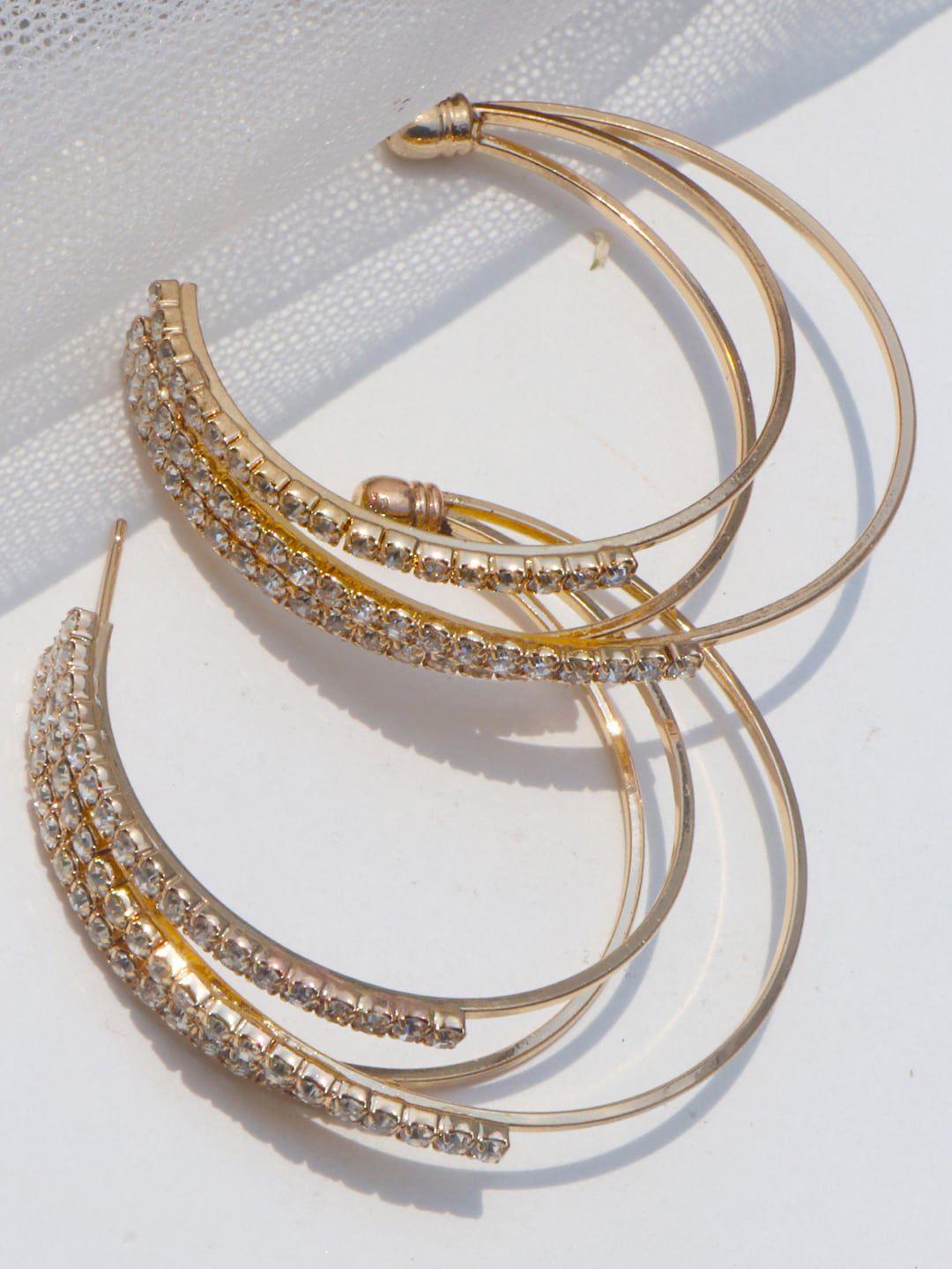 joker & witch gold-toned contemporary half hoop earrings