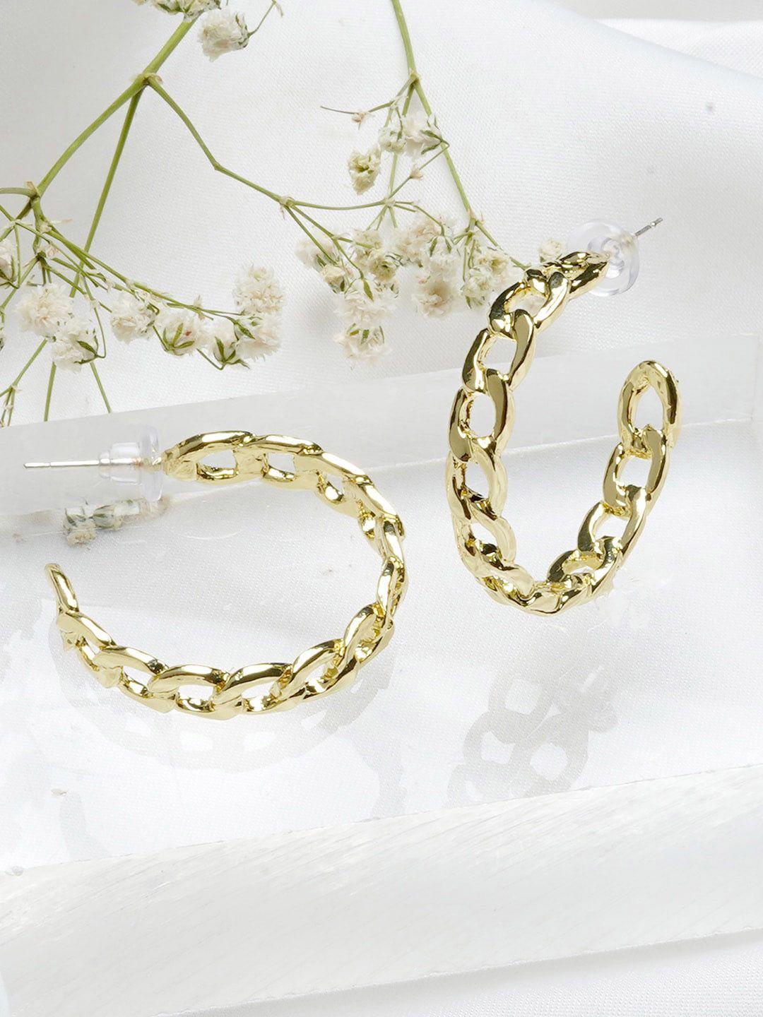 joker & witch gold-toned contemporary half hoop earrings