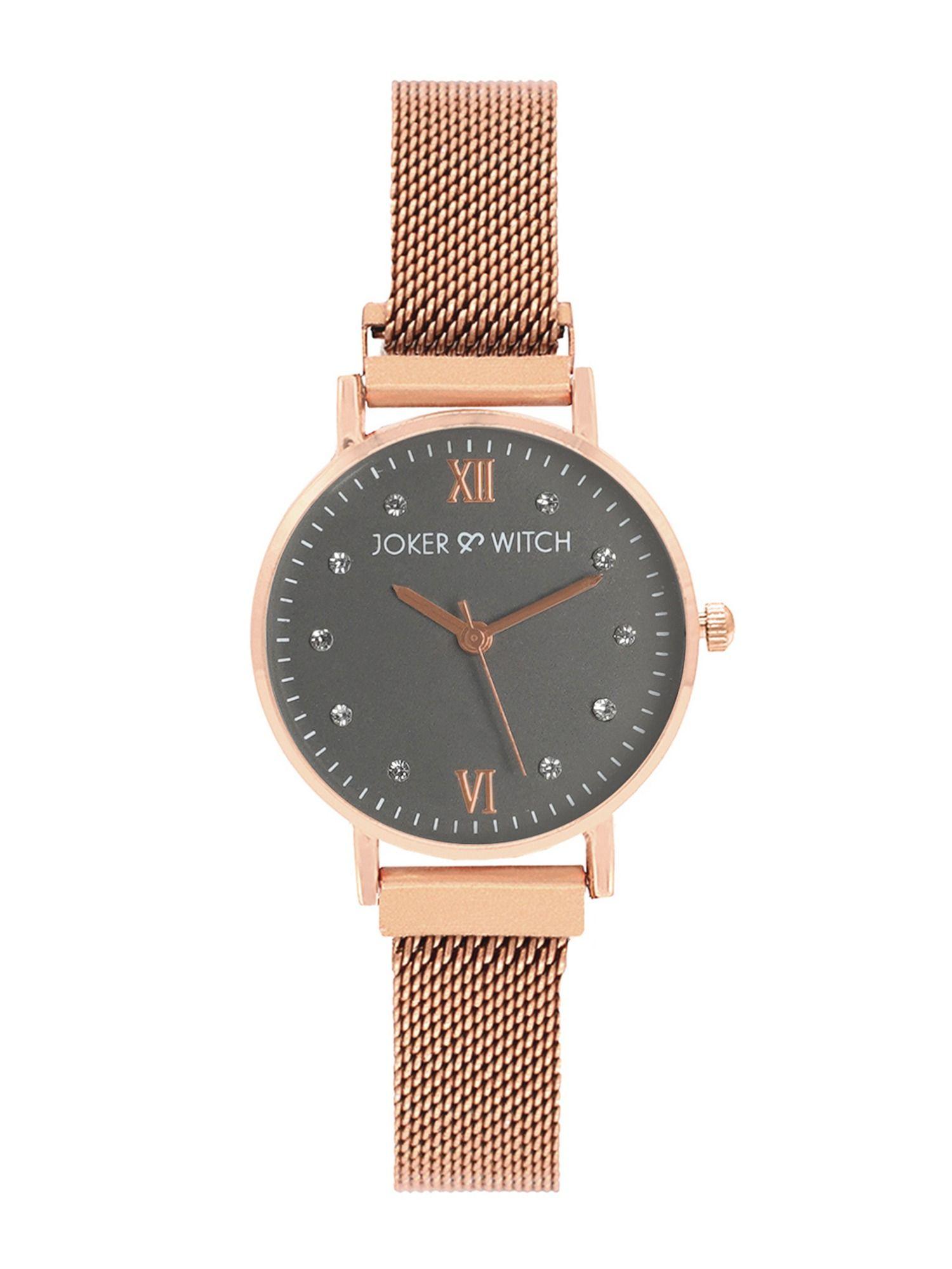 joker & witch lexi rose gold grey dial magnetic watch