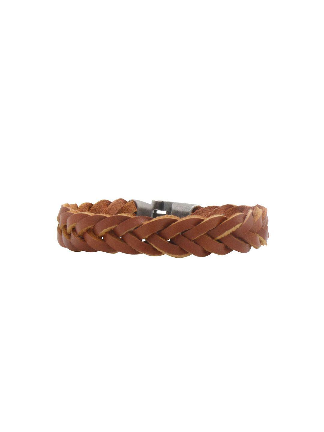 joker & witch men leather jack braided wraparound bracelet