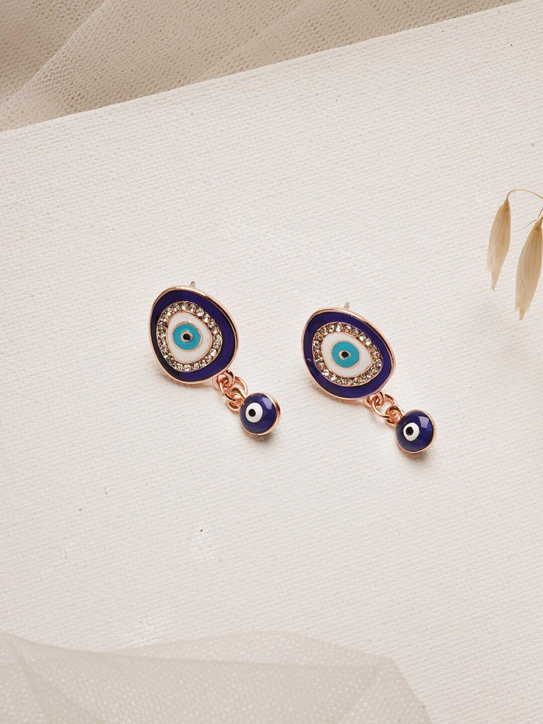 joker & witch rose contemporary felix blue evil eye drop earrings