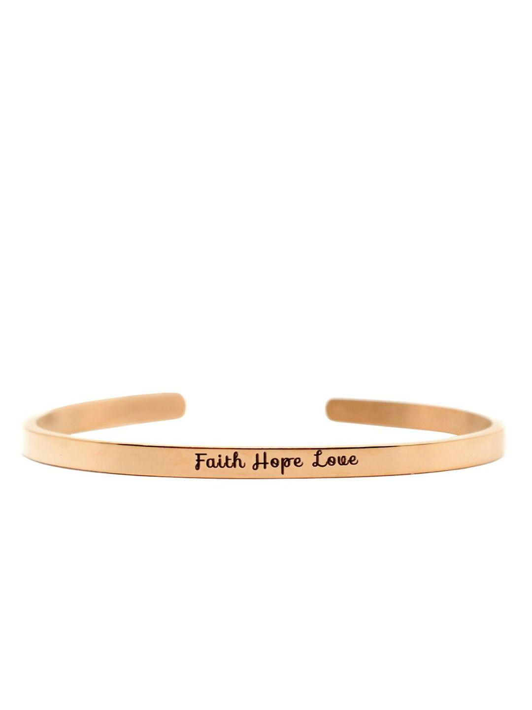 joker & witch rose gold-plated faith hope love cuff bracelet