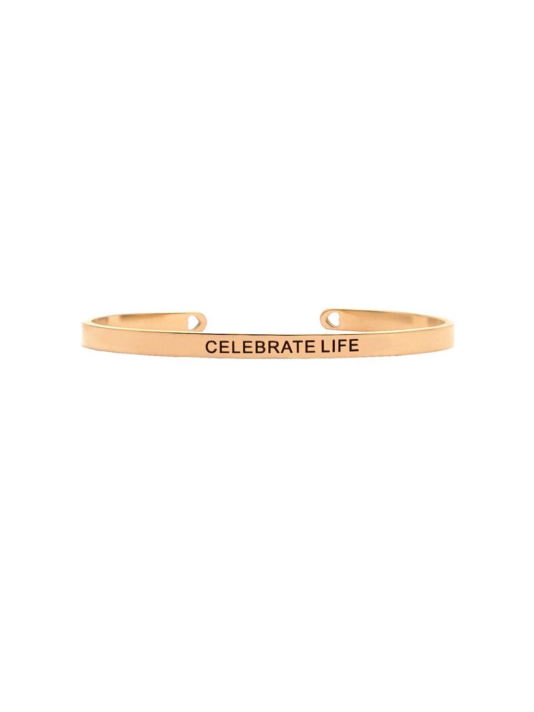 joker & witch rose gold-plated stainless steel celebrate life mantra band