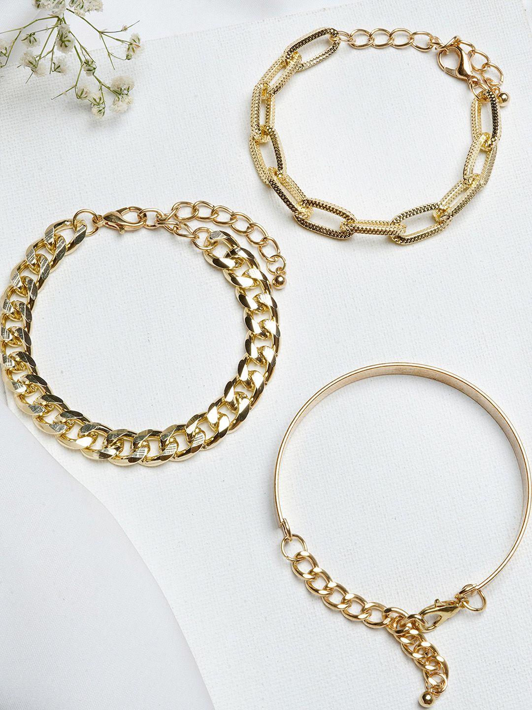 joker & witch set of 3 gold-toned chunky chain link bracelet