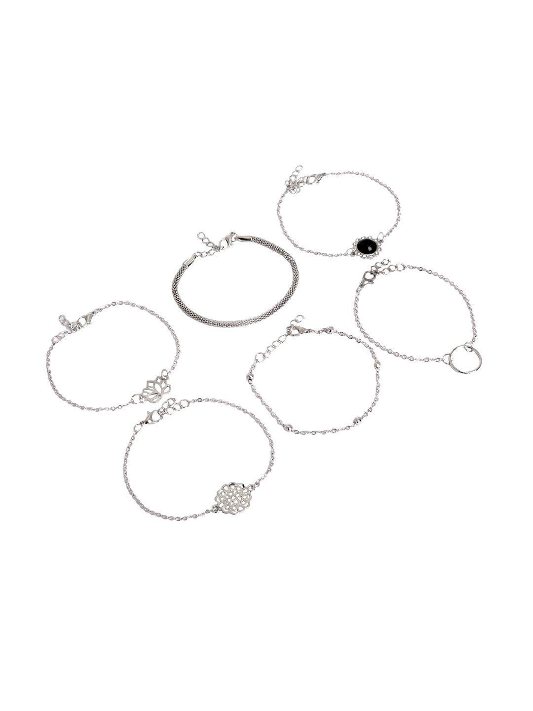 joker & witch set of 6 silver-toned bracelets