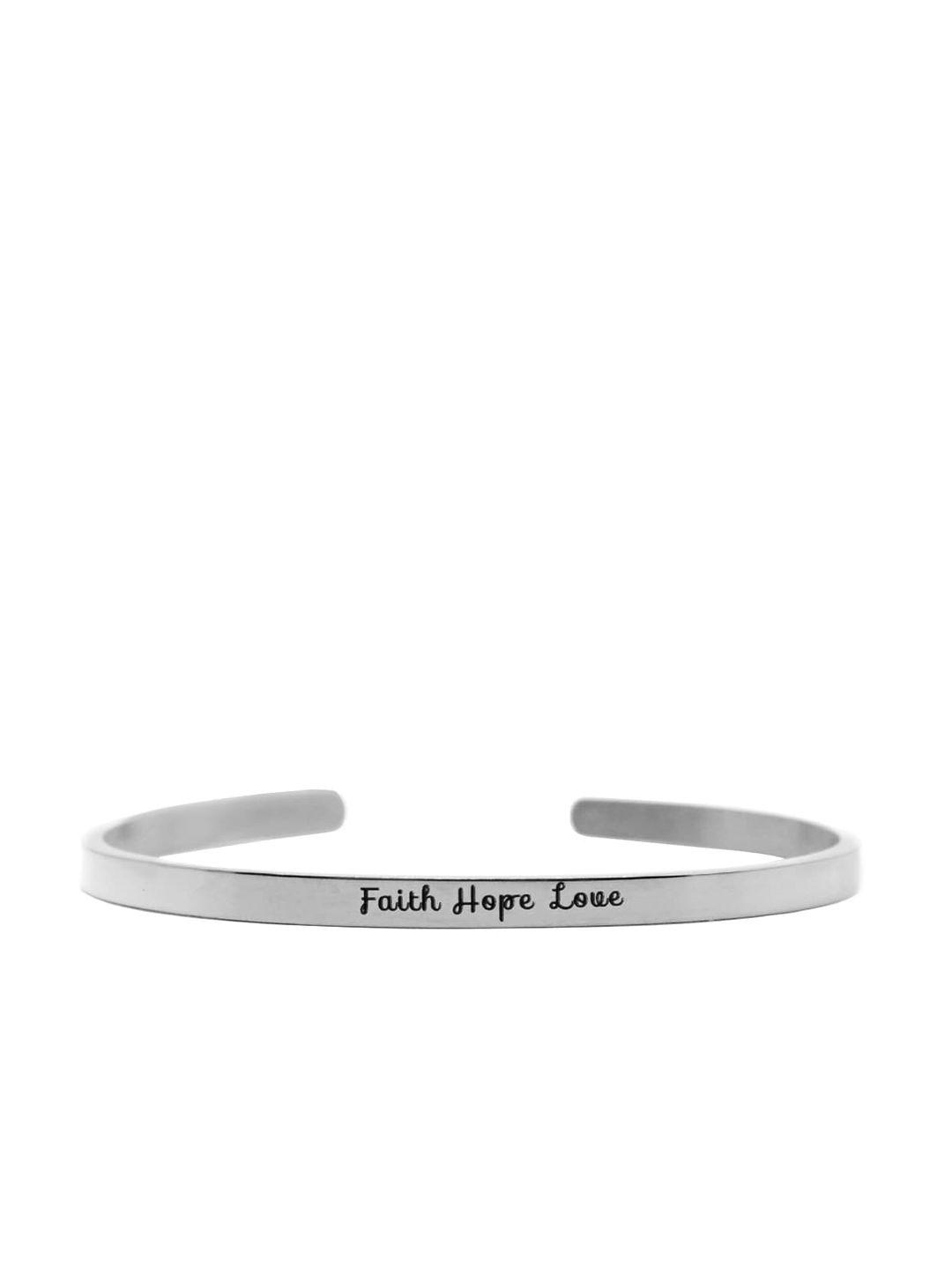 joker & witch silver-plated faith hope love engraved cuff bracelet