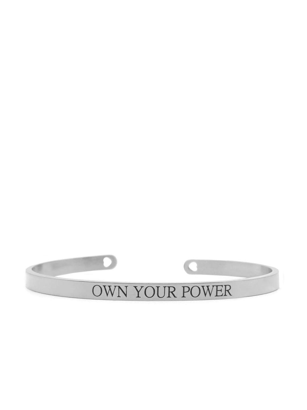 joker & witch silver-plated own your power engraved cuff bracelet