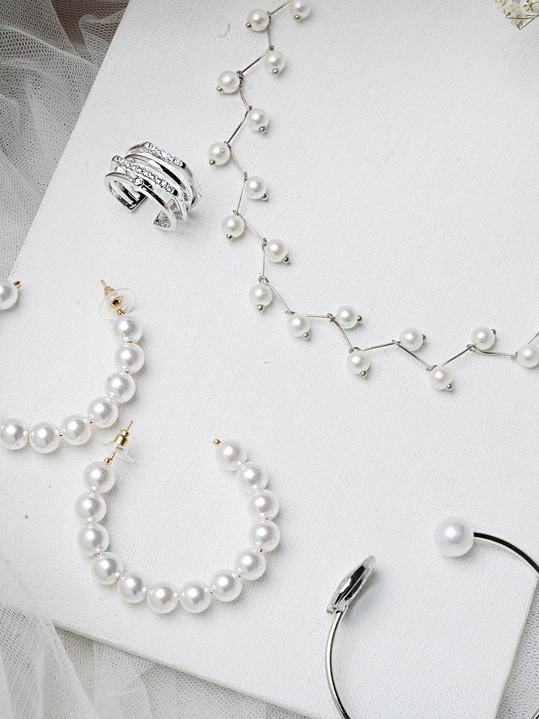 joker & witch silver-toned & white pearl & stone embellished jewelry set