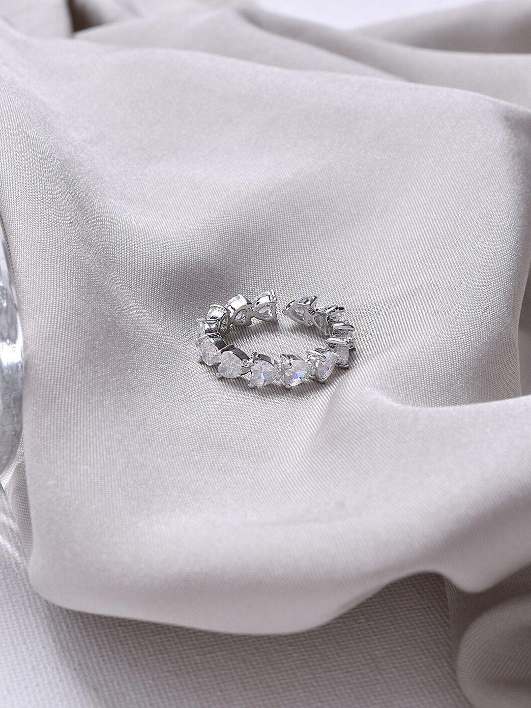 joker & witch silver-toned & white stone-studded finger ring