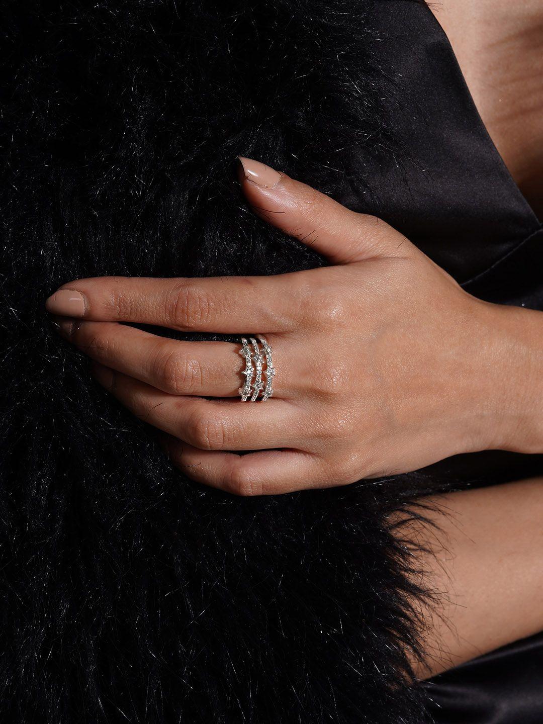 joker & witch silver-toned white stone-studded adjustable finger ring