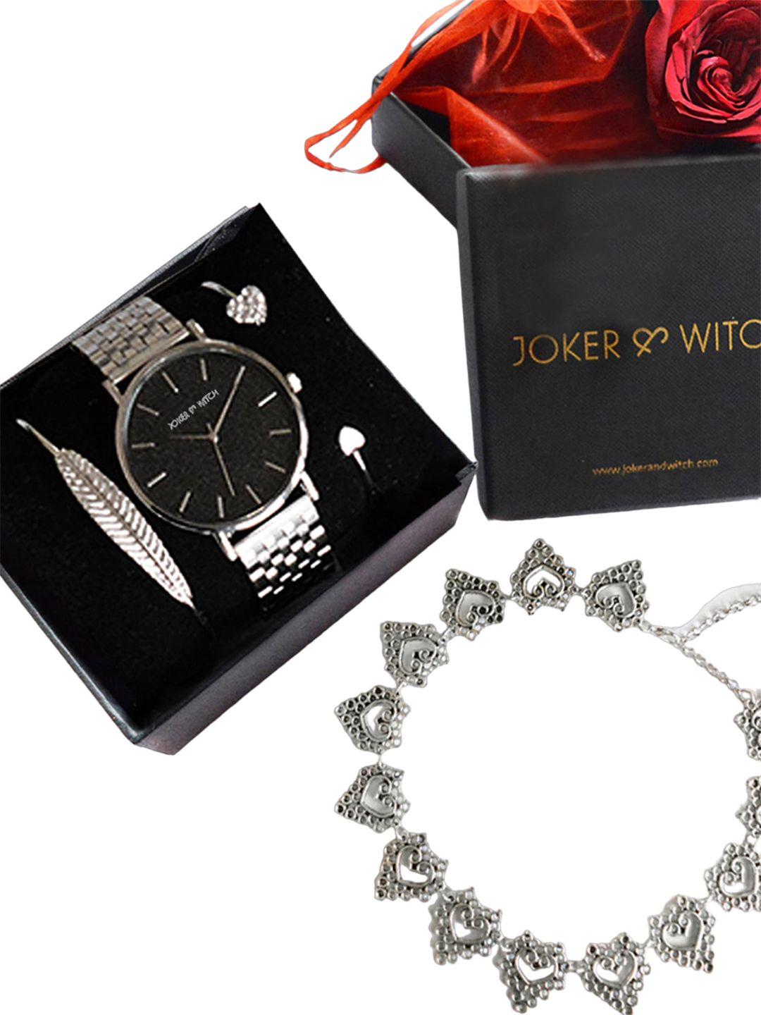 joker & witch women analogue watch gift set jwls04